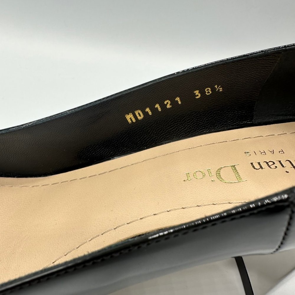 Dior La Parisienne Black Patent Leather Pump with Silver Heel & Ankle Strap FW22 - Picture 6 of 12